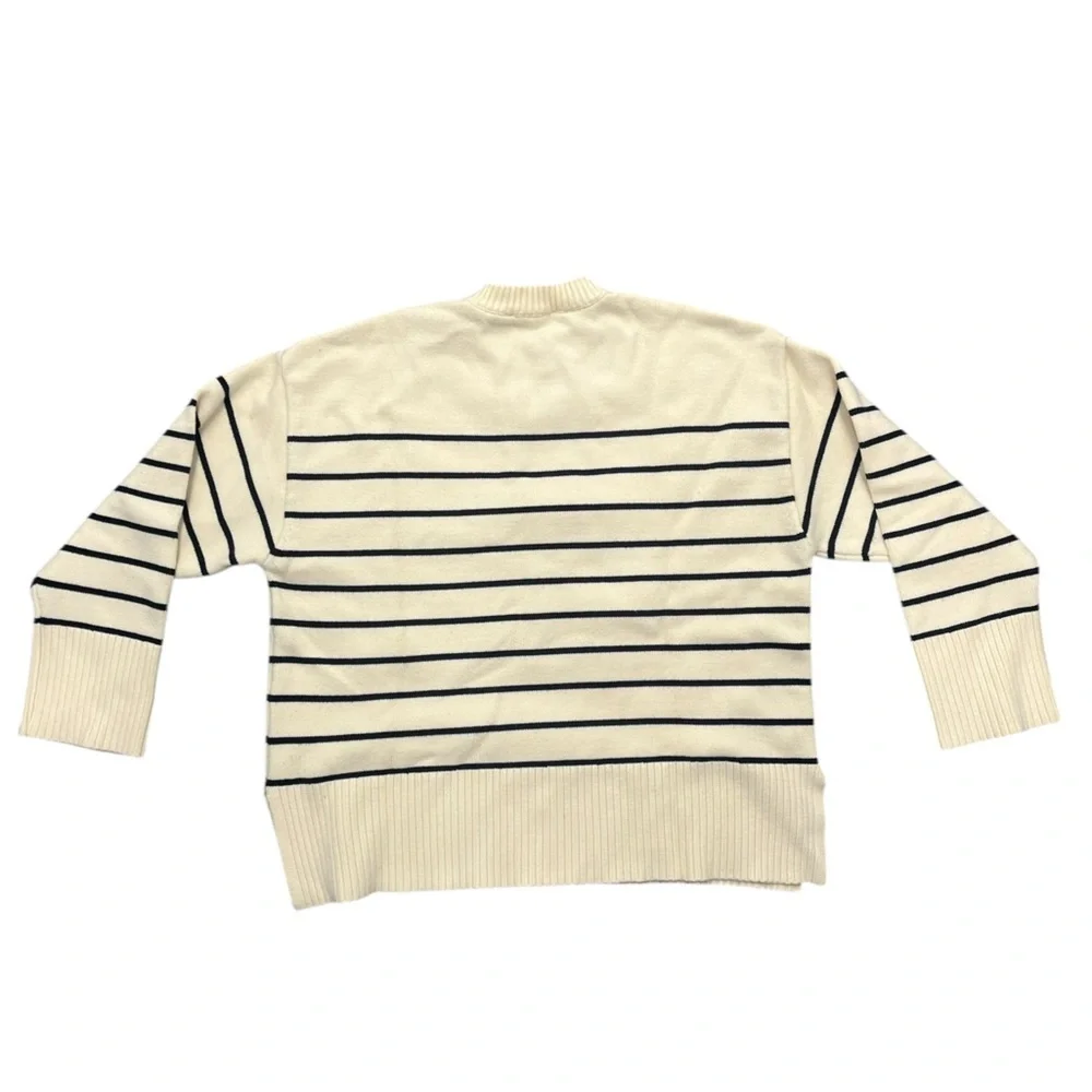 Zara Woman’s Cream and Black Striped Crewneck Sweater size Medium